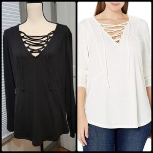 Rebel Wilson X Angel Lace Up Jersey Tee